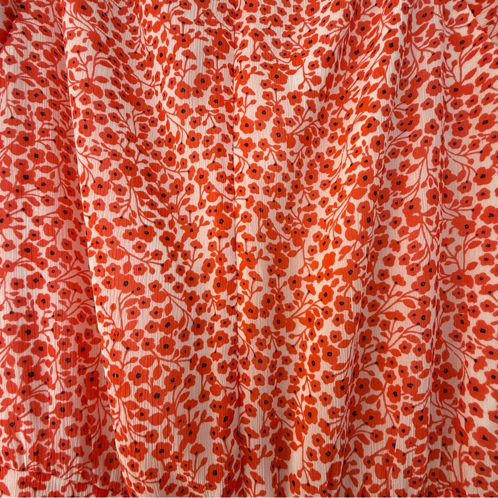 J.Crew Factory Tiered Floral Midi Dress Size 00 Coral Orange New With Tags - Picture 5 of 11